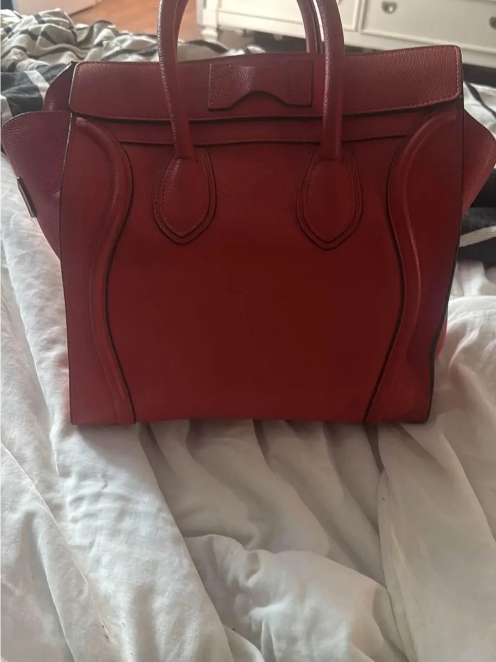Celine Leather Tote Bag - Structured Designer Handbag